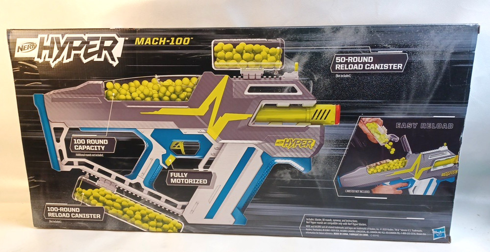 Nerf Hyper Extreme Speed Mach-100 Fully Motorized 100 Round Capacity