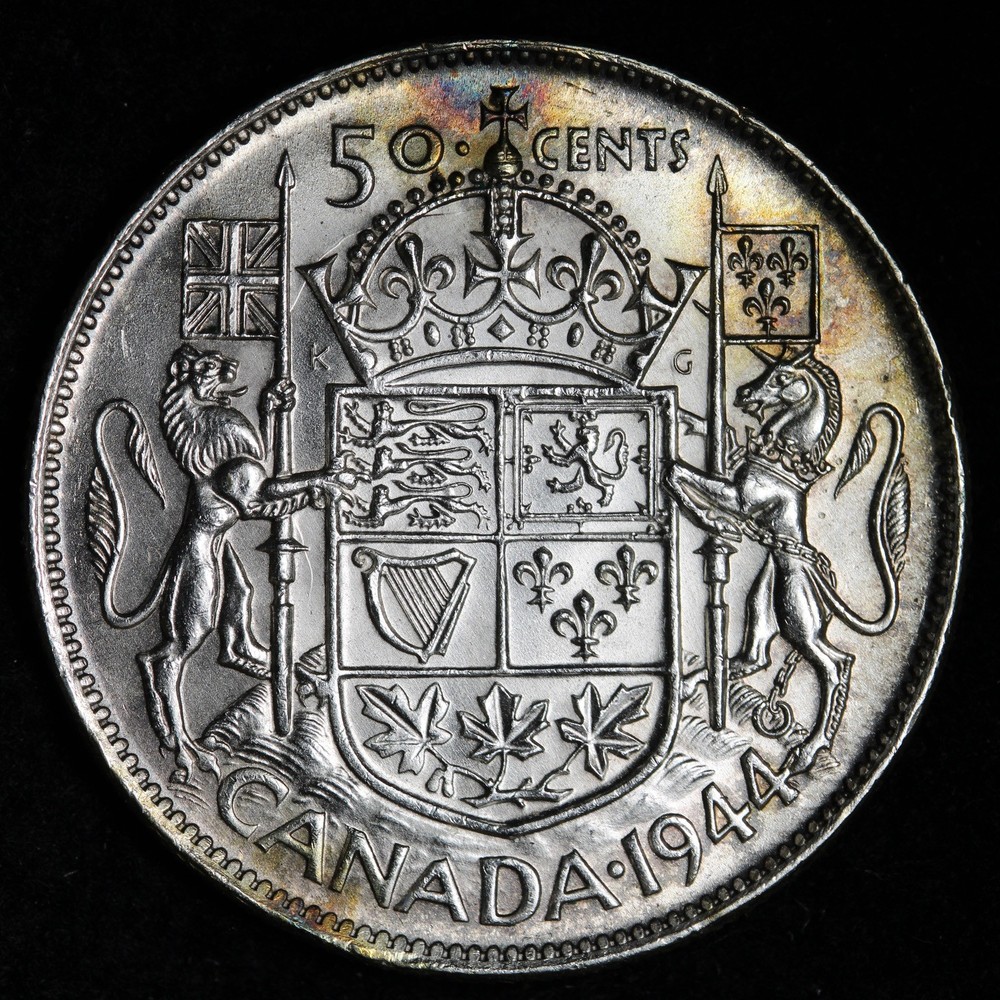 1944 Canada SILVER Fifty Cent Piece E386 RUB