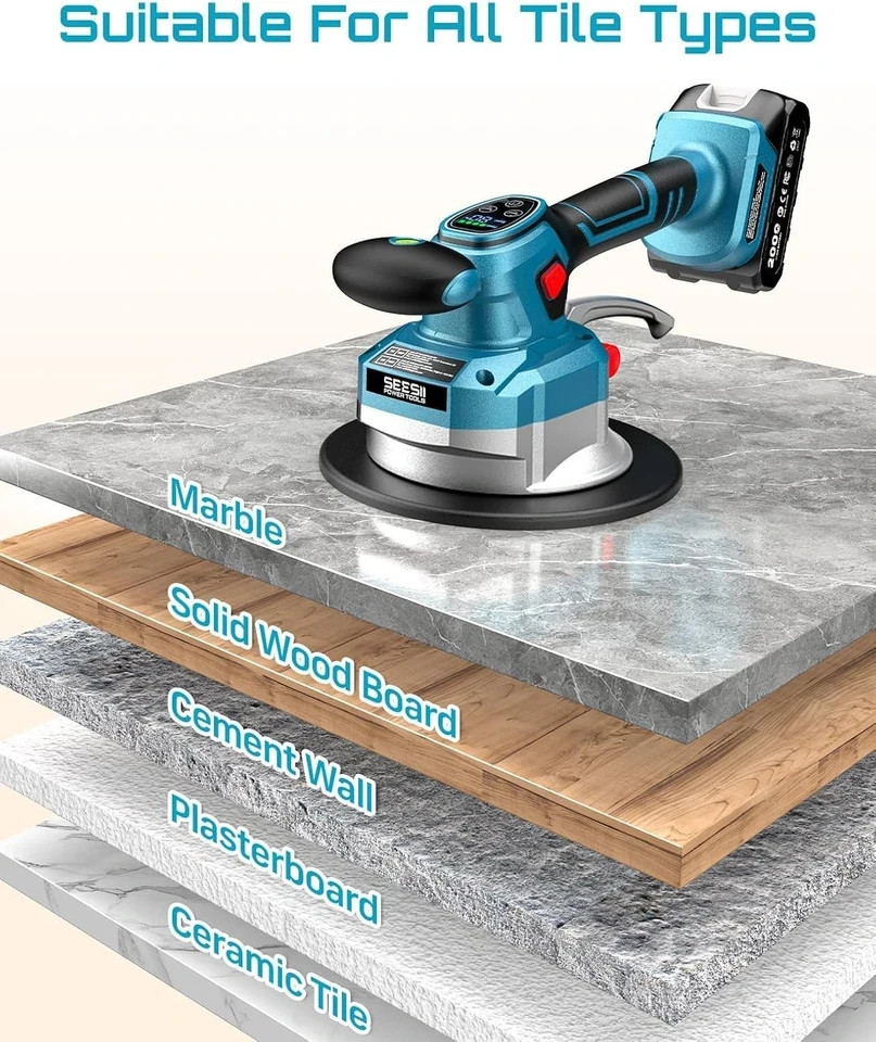 10-Hour Battery Tile Vibration Tool with 145mm Suction: Reliable and Versatile