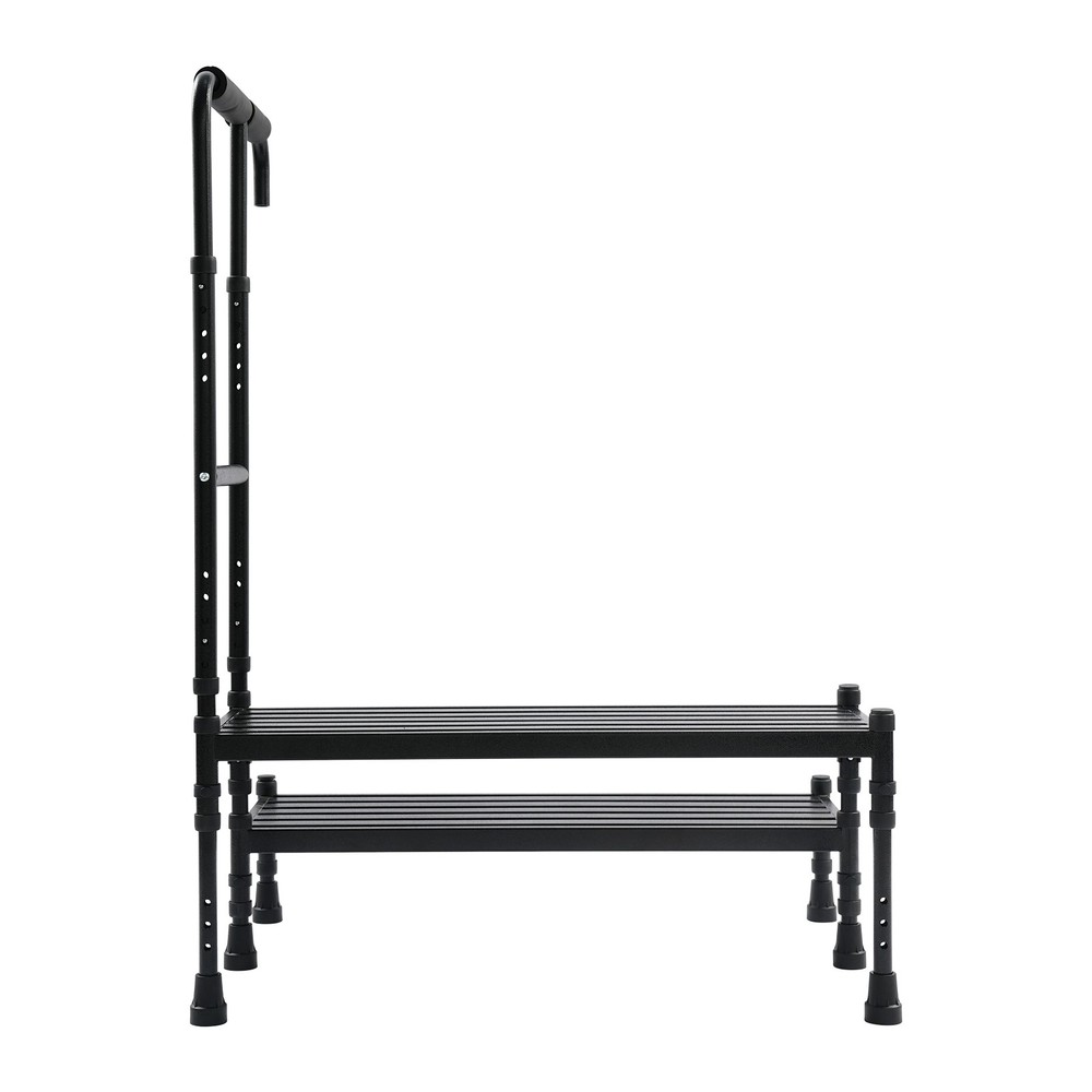 2-Step Stool with Handle, Black Floor Standing Metal Stepping Stool New