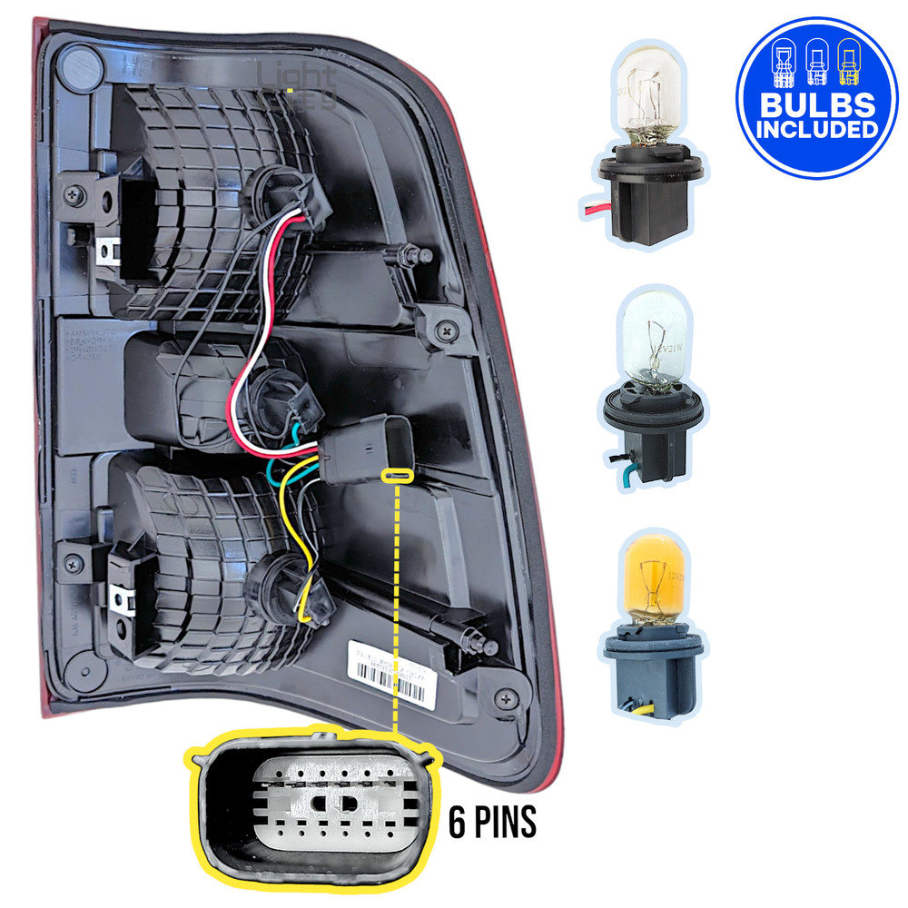 For 2019-2023 Ram 1500 Halogen Tail Light Chrome Bezel w/ Bulb Driver Left Side