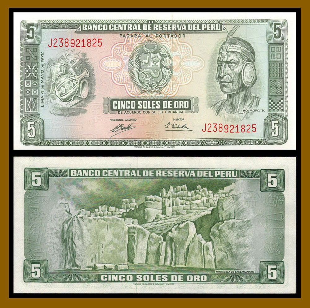 Peru 5 Soles de Oro, 1972 P-99b Unc