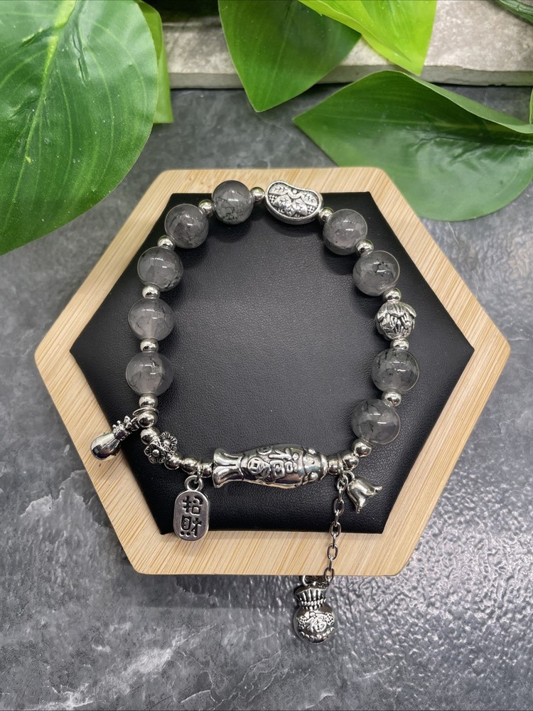 Handmade Glass Bead Beaded Stackable 7” Plus Stretch Bracelet New B336