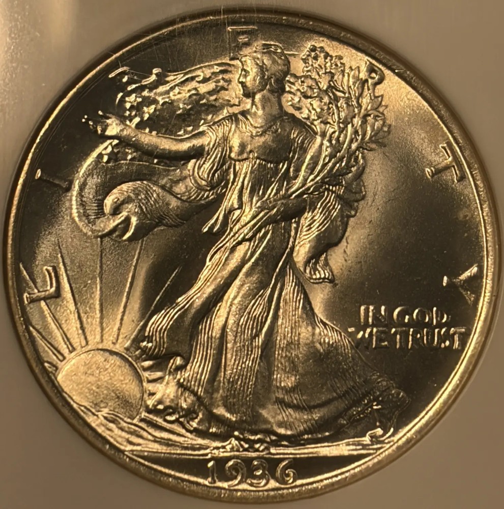1936 WALKING LIBERTY HALF DOLLAR NGC MS65