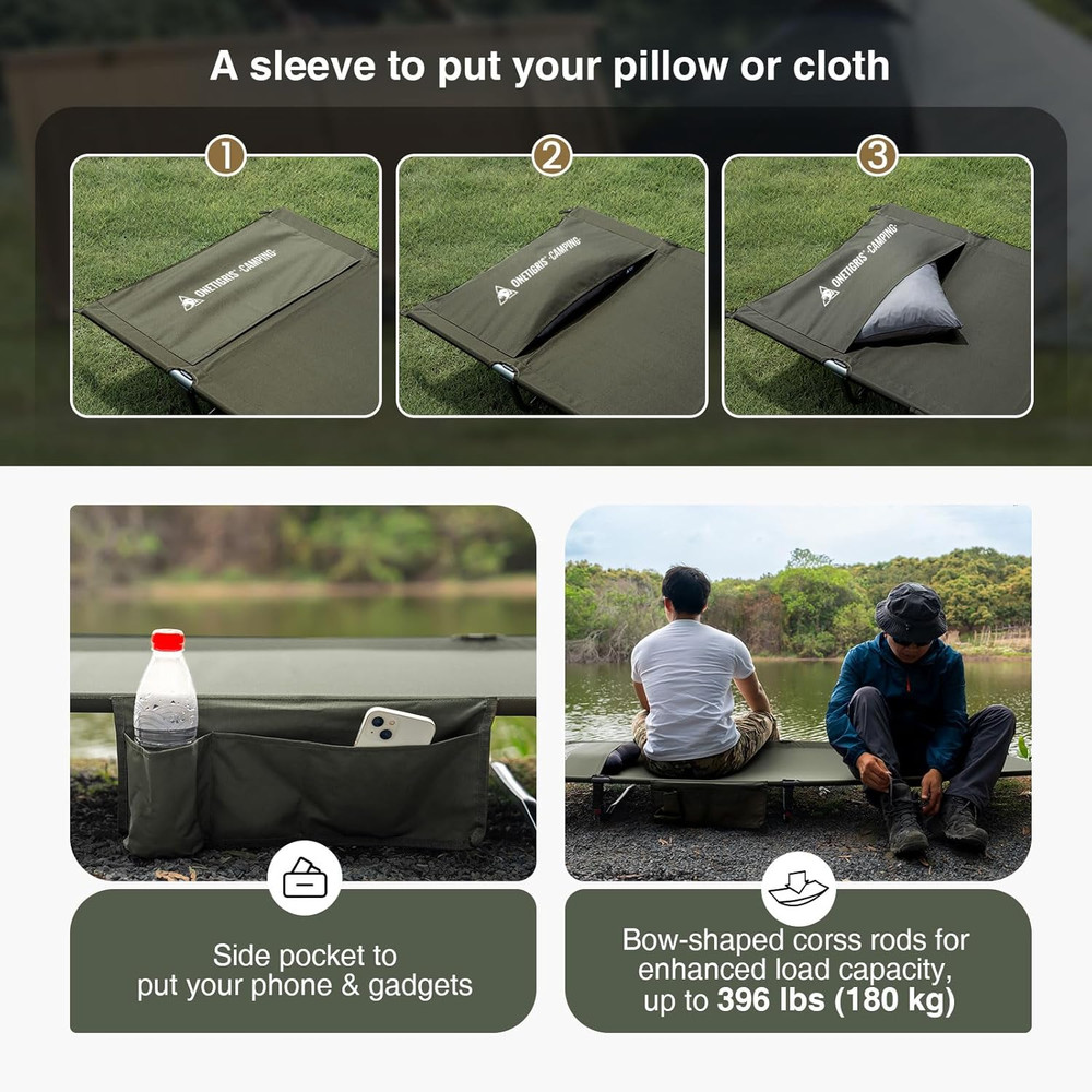 SUPRAGRIS Camping Cot, Support up to 400Lbs, Lightweight Comfortable Folding Bed
