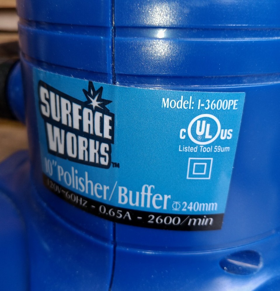 Surface Works 10" Polisher / Buffer MODEL 1-3600PE W HARD CASE & INSTRUCTIONS