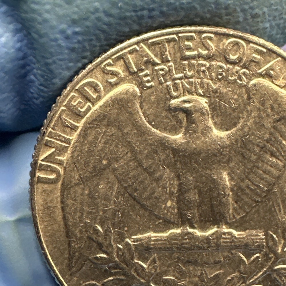 1974 WASHINGTON QUARTER- STRUCK THROUGH GREASE ERROR REVERSE