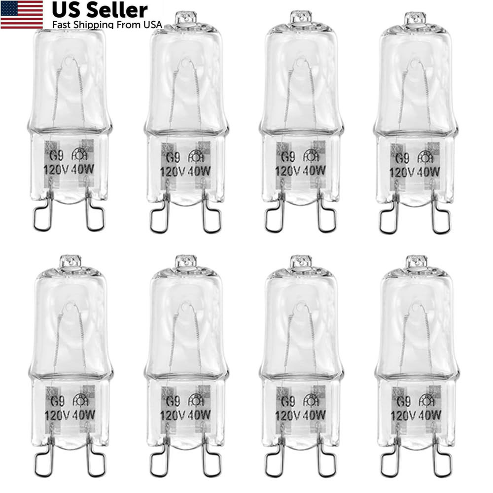 8 Pack G9 Xenon Bulbs 120V 40W T4 Bi-Pin Warm White Appliance Lights
