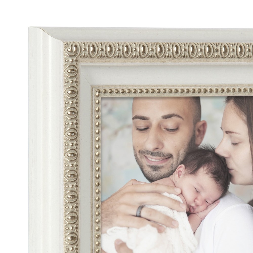 5x7 White Ornate Decorative Tabletop Picture Frame