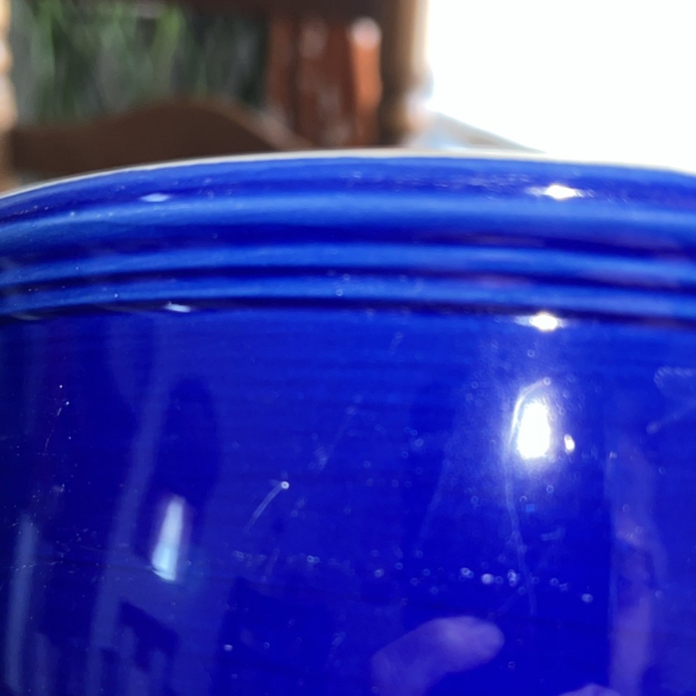 Ceramic Mixing Bowl Set of 2 Blue White Nesting Solid Pattern