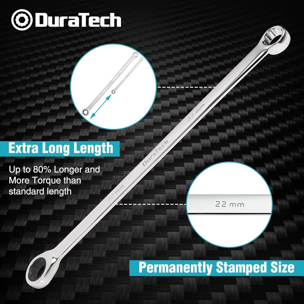 DURATECH Extra Long Ratcheting Wrench Set, Double Box End Wrench Set