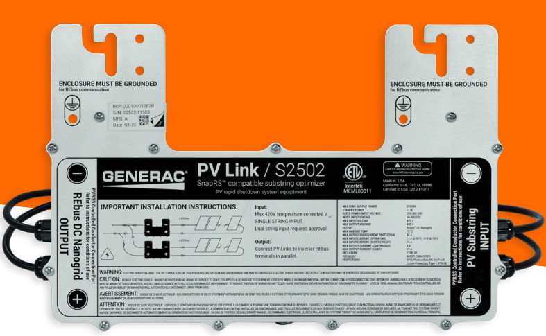 GENERAC  # S2502  PV LINK / PHOTOVOLTAIC SUBSTRING OPTIMIZER