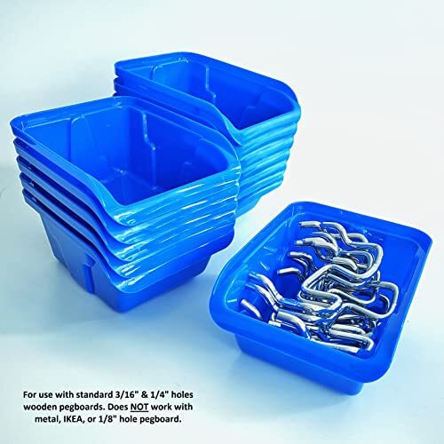12 Pack Removable Pegboard Bins with Hooks Wall Mounted Storage Bins Organizer