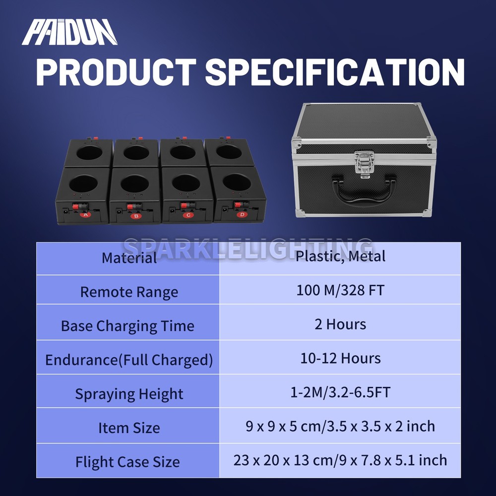 PAIDUN Double Remote 8PCS Cold Spark Machine Firework Effect Based Wedding Party