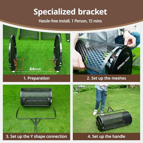 Compost Spreader Towable Peat Moss Spreader with Installation 44 Inch