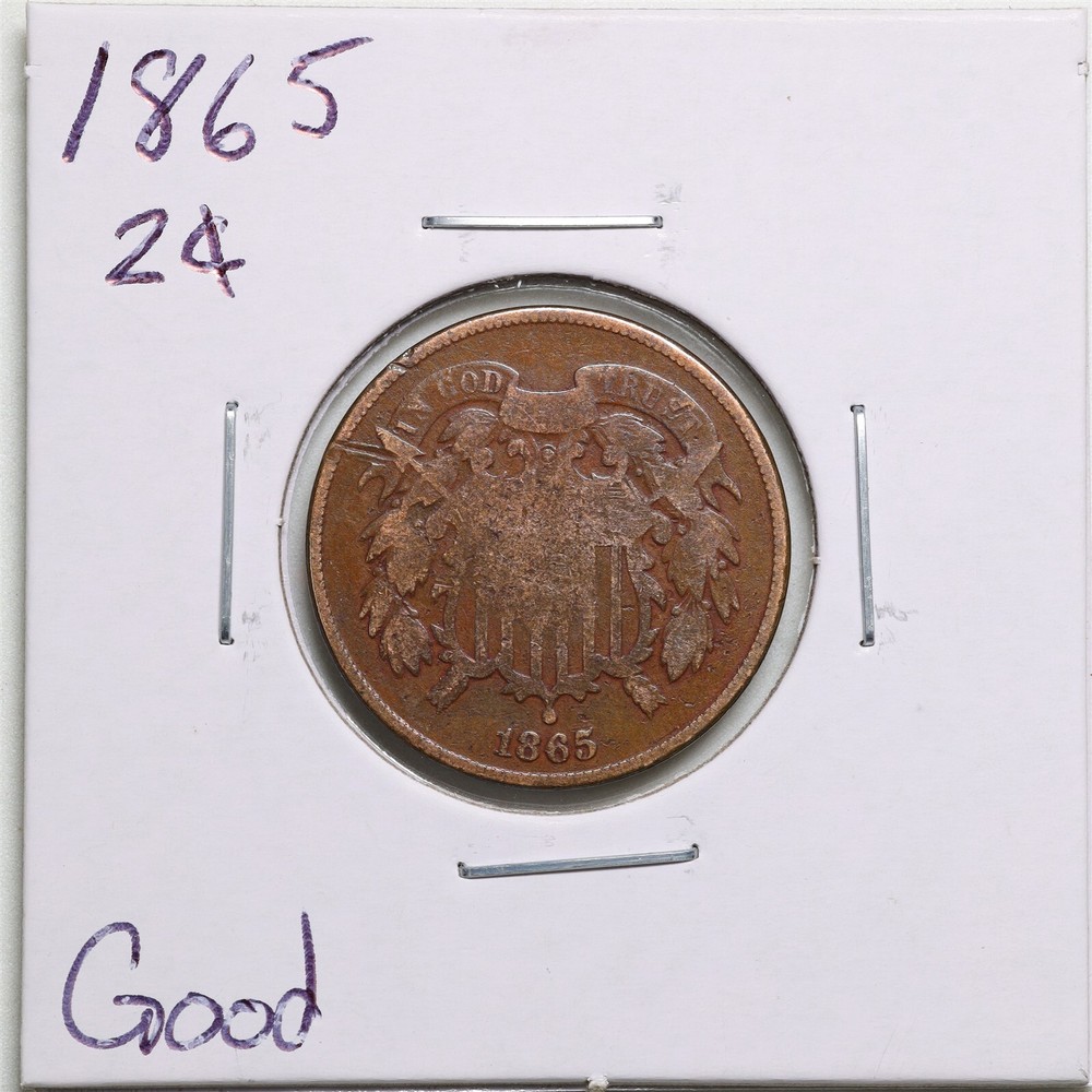 1865 2C Two Cent Piece in Good Condition #4471