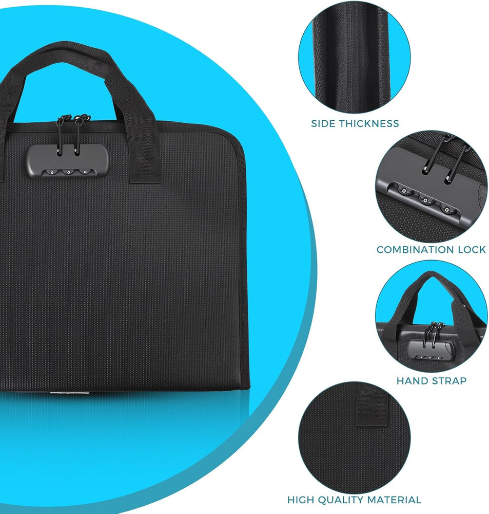 Accordion File Organizer with Combination Lock,Fireproof Expanding File Folde...