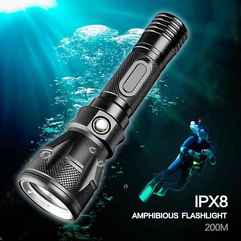 250000LM Scuba Diving Light Underwater LED Flashlight Dive Underwater Lighting