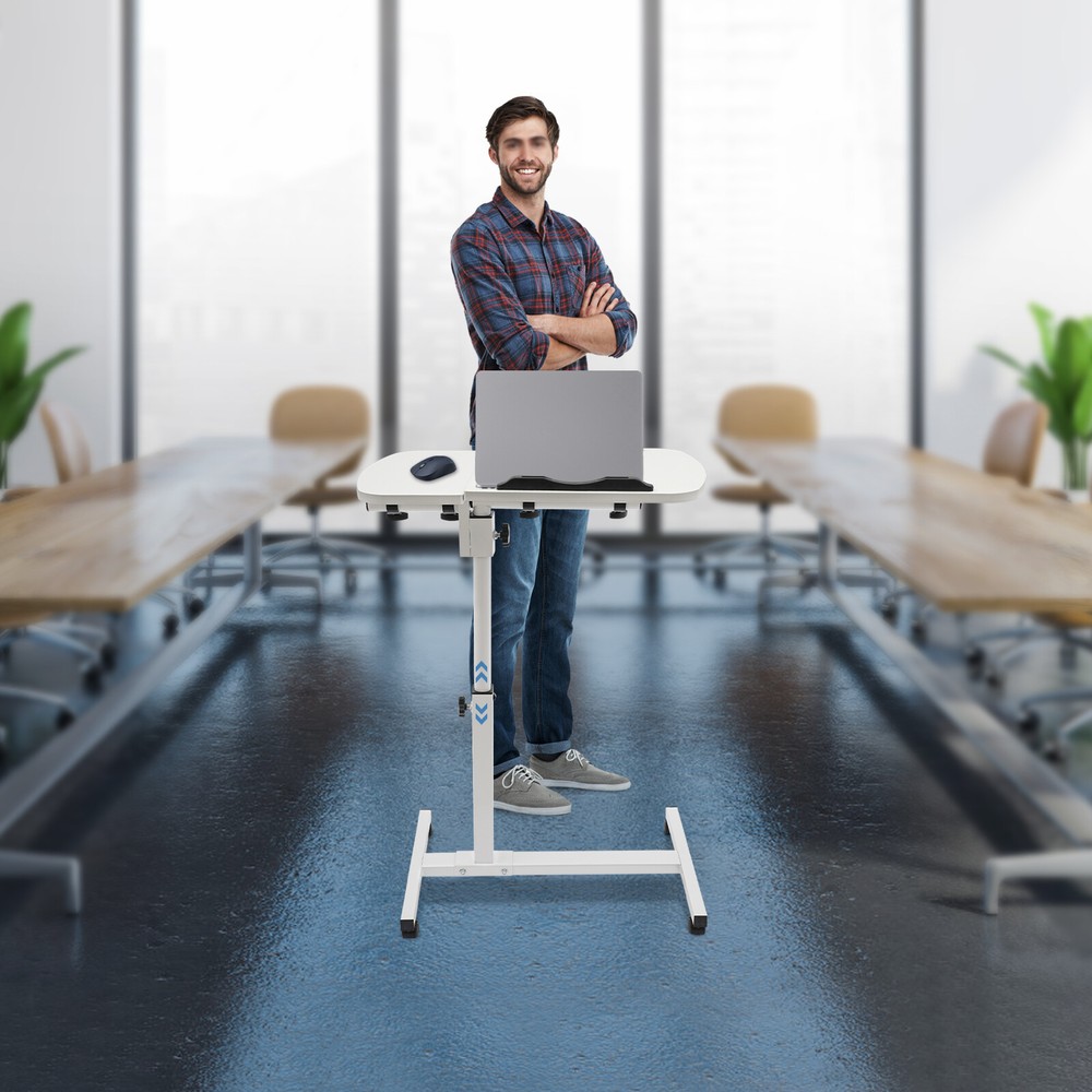 Over Bed Table Mobile Rolling Laptop Stand Computer Bedside Table Adjustable New