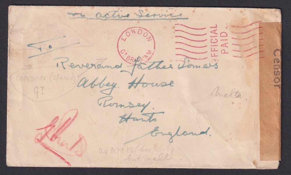 MALTA: (18235) CENSOR CANCEL/COVER