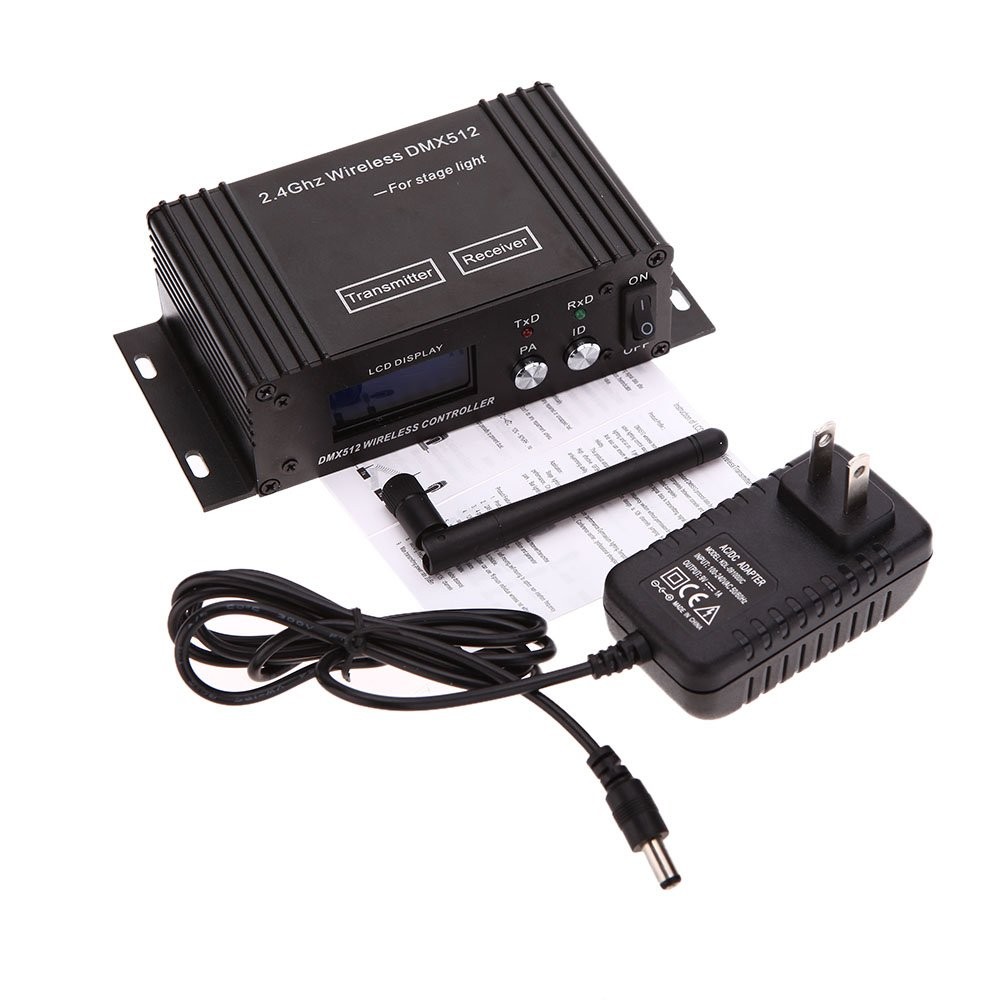 DMX512 Controller 2.4G Wireless Controller Transmitter Receiver LCD Display Powe