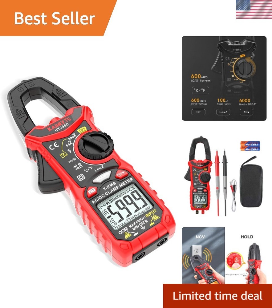 Compact Digital Multimeter with Non-Contact Voltage Detection - 6000 Counts