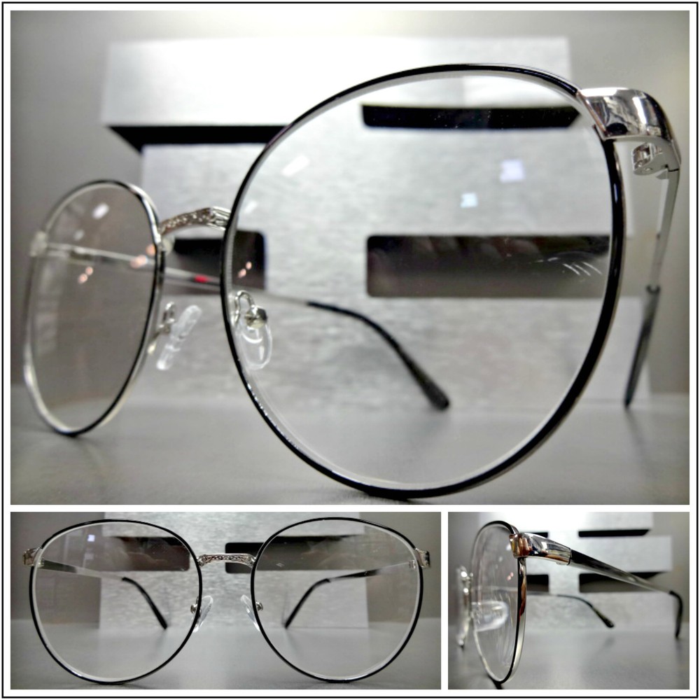 OVERSIZED EXAGGERATED RETRO Style READING EYE GLASSES READERS Silver Oval Frame