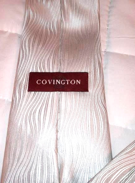 Covington Tie Mens One Size Silver Textured Wave Pattern Necktie Formal