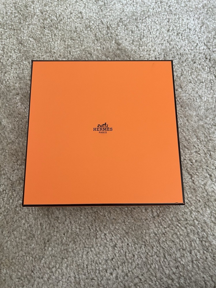 Hermes Orange Gift Box With Ribbon And Tissue Paper Inside