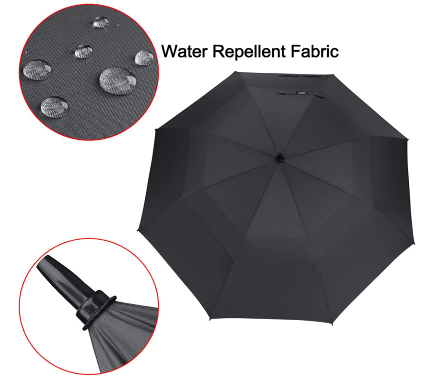 Oversize Windproof Automatic-Open Golf Umbrella, Double Canopy Design