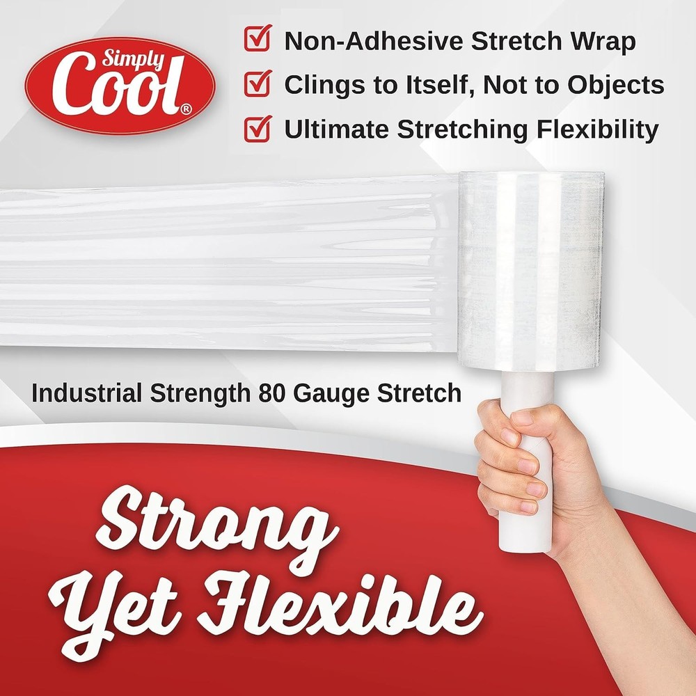 Multi-Purpose 80 Gauge Mini Stretch Wrap, 2 Pack 5 Inch Rolls for Packing