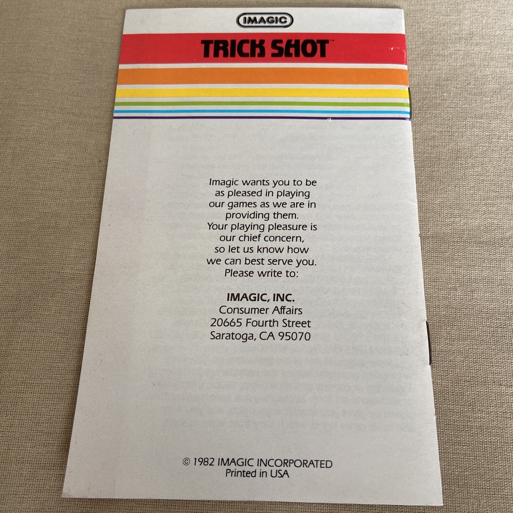 Trick Shot (Atari 2600, 1982) Game Program Instructions ONLY Manual Booklet +