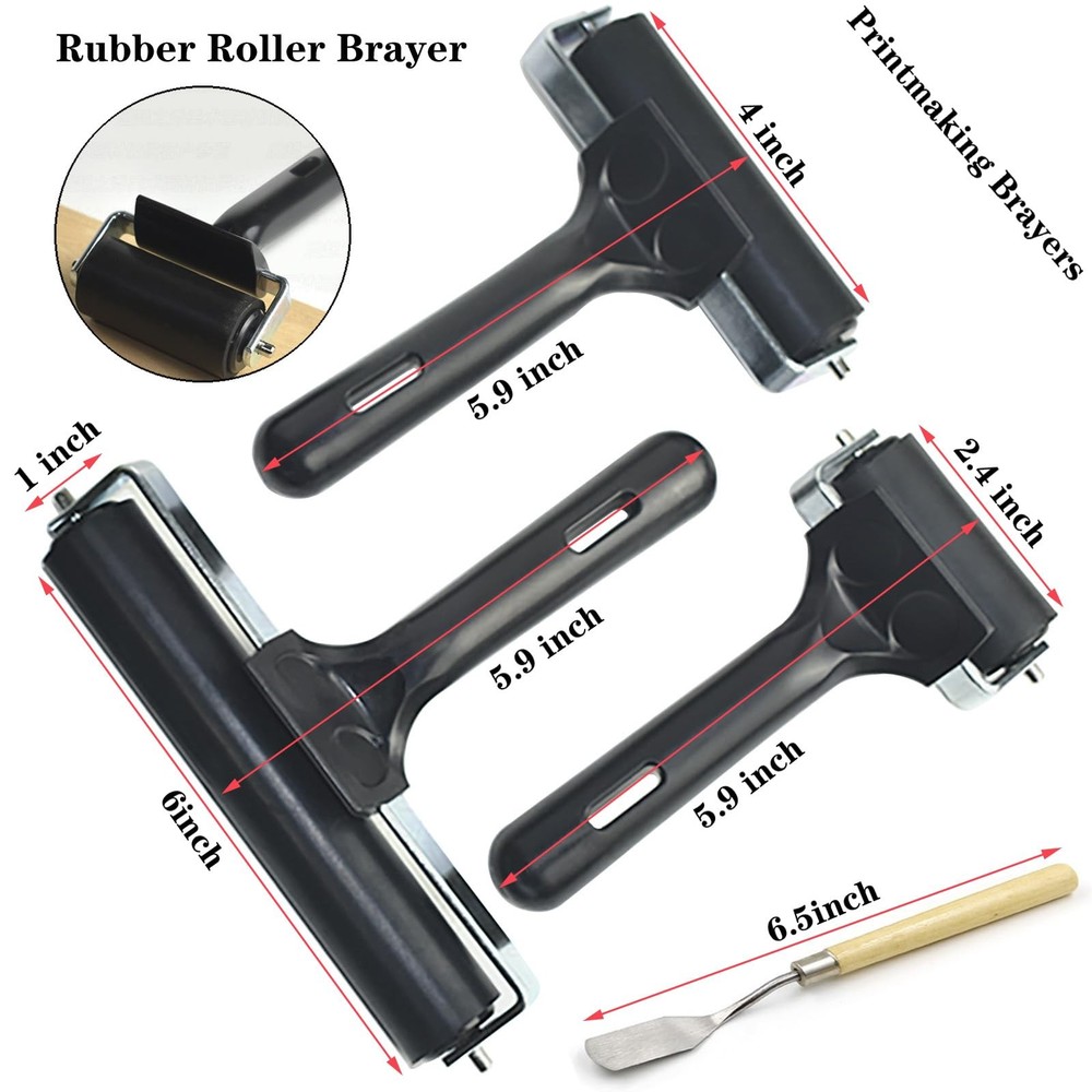 Soft Brayer Rollers for Crafting Brayer Rollers for Printmaking Brayer Tool P...