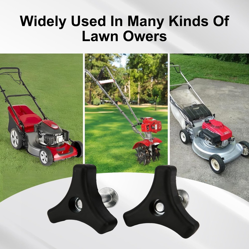 2 Sets Lawn Mower Handle Knobs Nut Bolt, Triangular 2 Set, Black