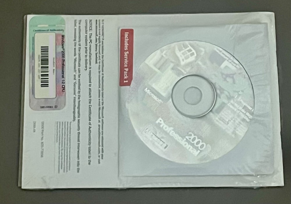 Microsoft Windows 2000 Professional 1-2CPU OEM Software with SP 1 Sealed