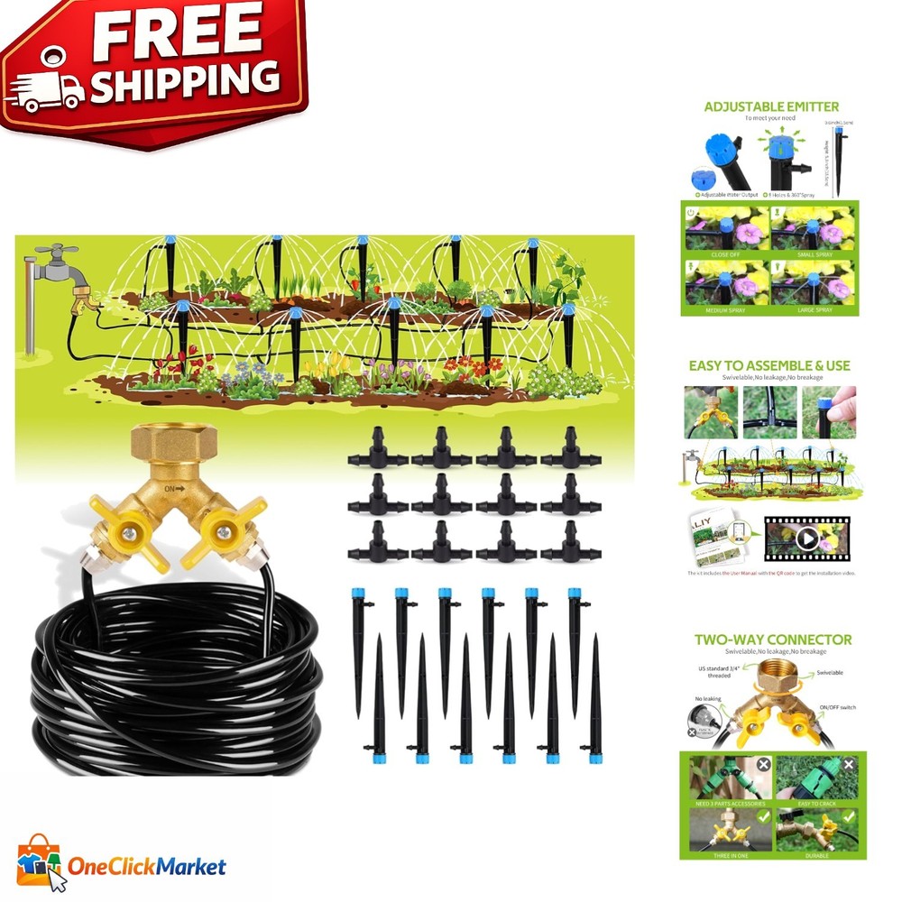 Versatile 50ft Automatic Drip Watering System for Plant Care & Efficiency