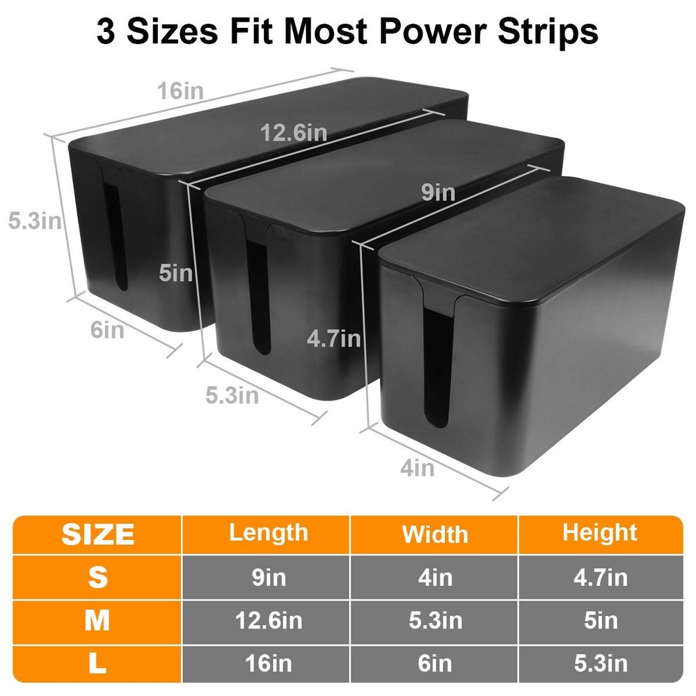 Cable Management - 3 Pack Cord Organizer for Desk - Large Medium Small Cable ...