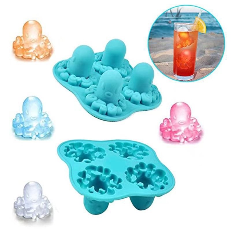 Octopus Shape Ice Cube Molds Ice Cube Tray Reusable Silicone Mold for Freezer