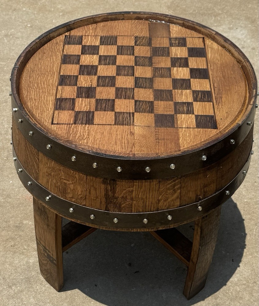 Checker Board Barrel Head Side Table