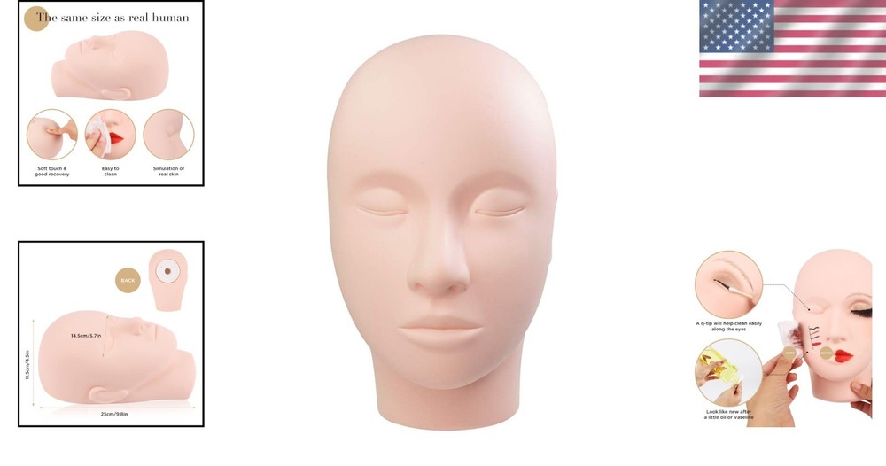 Soft-Touch Rubber Lash Practice Head - Durable & Multi-Use for Makeup Experts