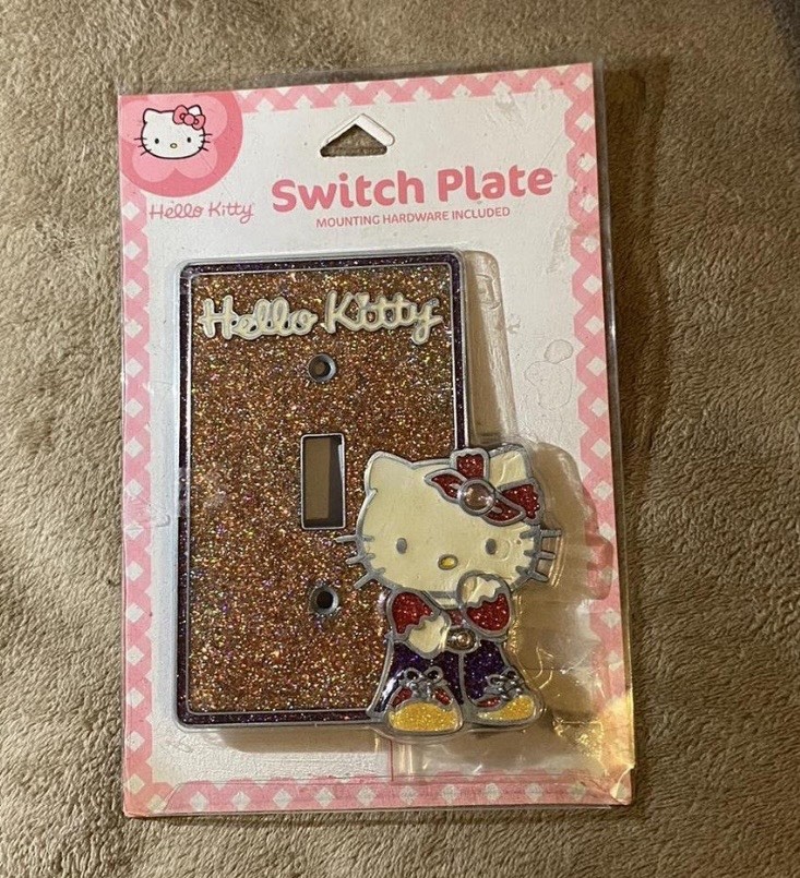 Hello Kitty Glitter Multicolor Decorative Toggle Switch Plate Wall Cover