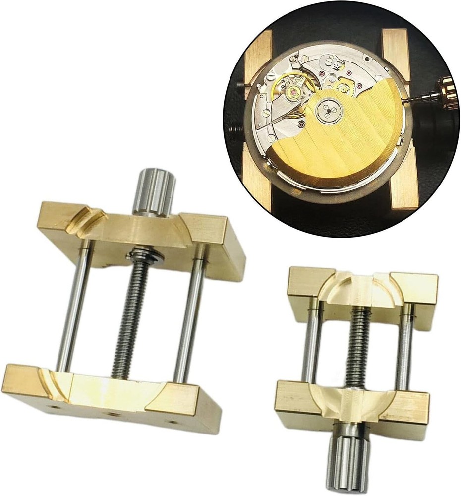 2Pcs Brass Watch Movement Holder Fixed Base Multi Function for Watchmaker Watch