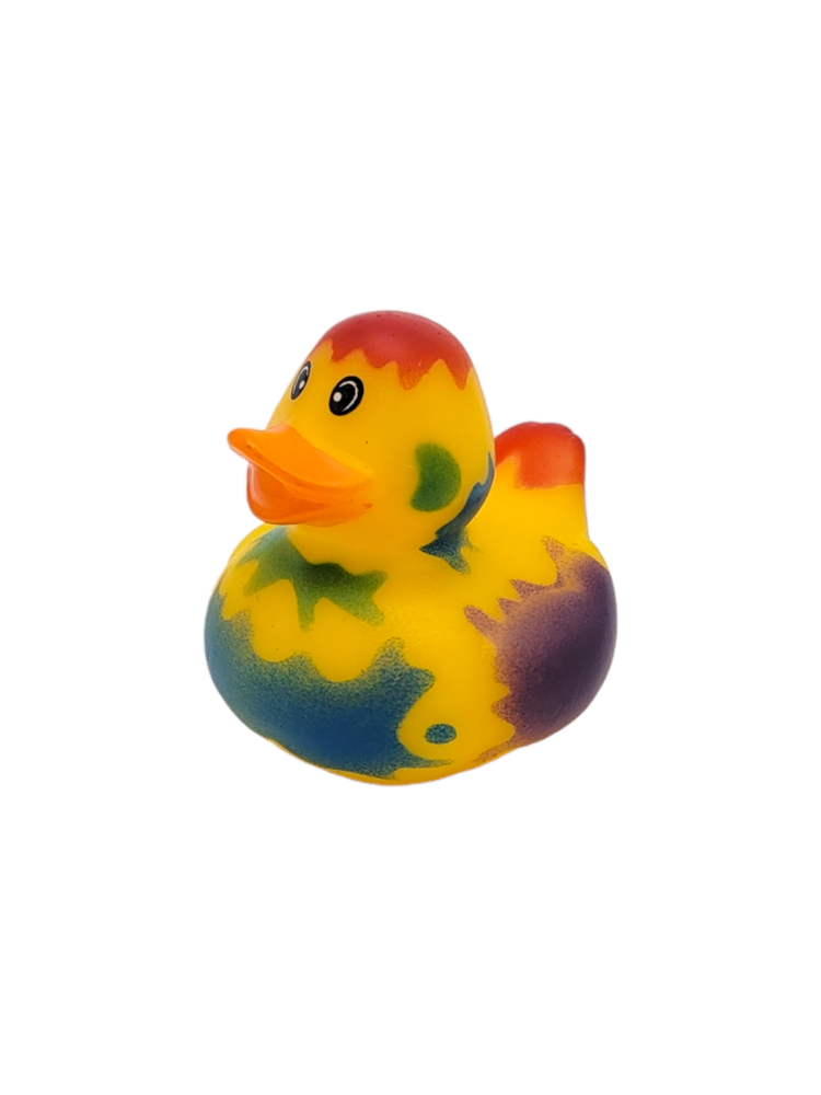 Splat Rubber Duckies (2") Standard Size. (12 Pack) Colorful Paint Splashed Duck