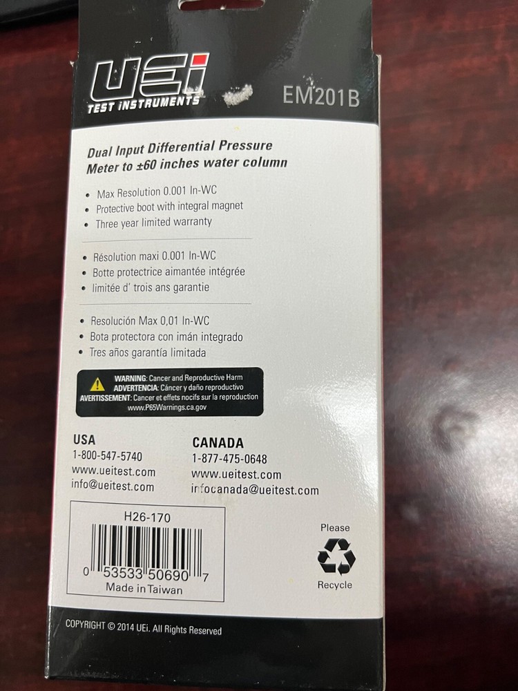 UEi Test Instruments EM201B Dual Input Differential Manometer