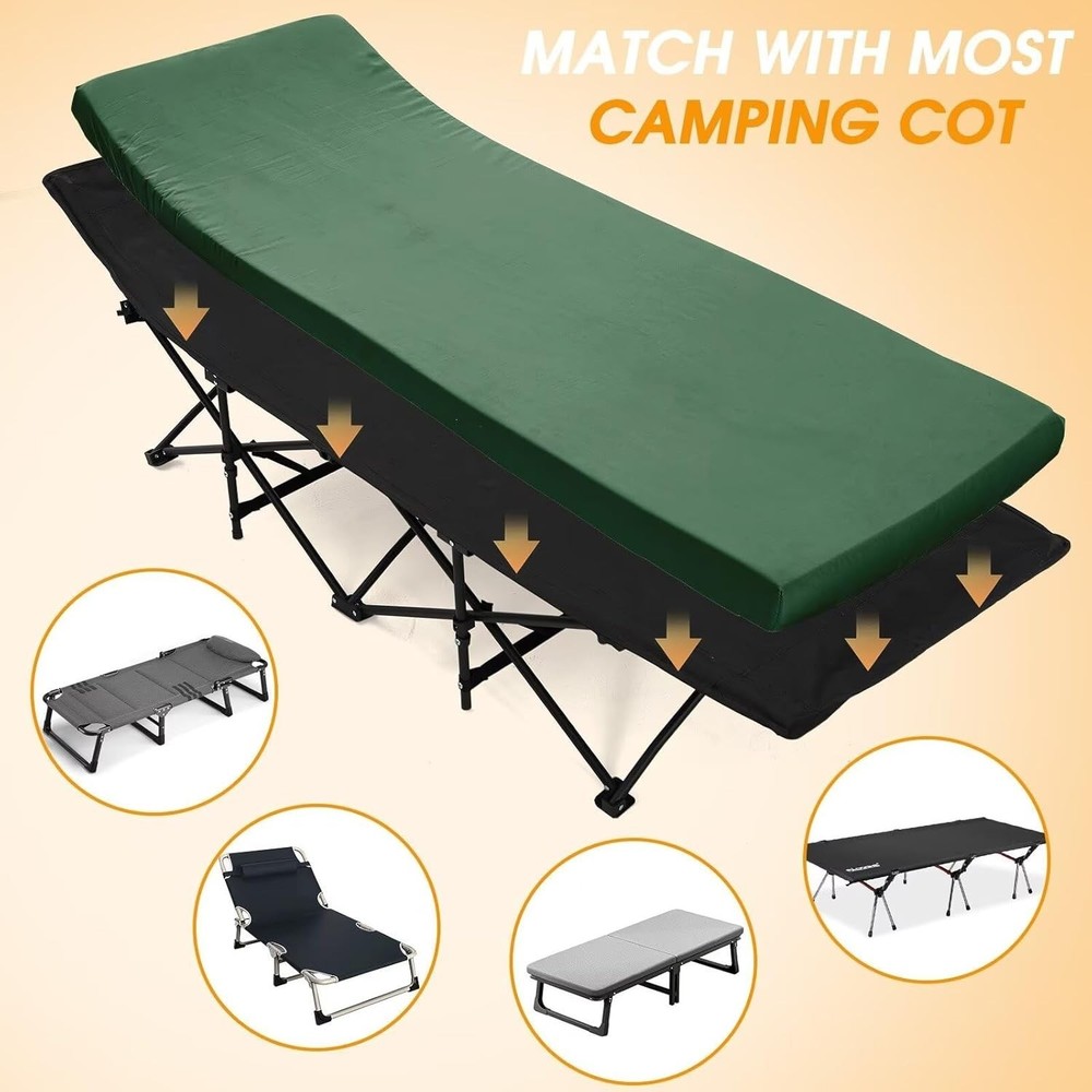 Camping Cot Mattress 2in Memory Foam Sleeping Pad,Soft Warm Non-Slip...