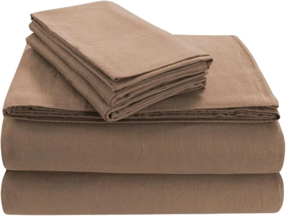 Luxury Solid Flannel Deep Pocket Sheet Set, Cashmere, Twin