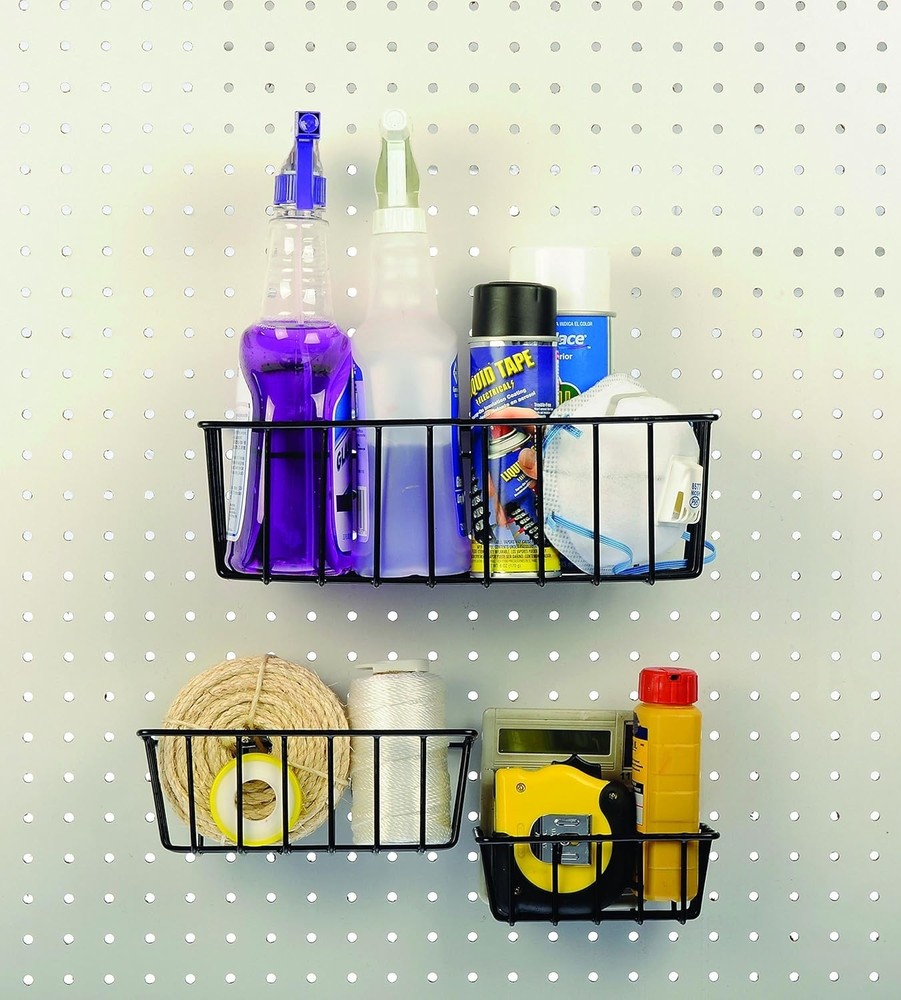 Effortless Organization with 3-Piece Rust-Resistant Pegboard Wire Basket Set