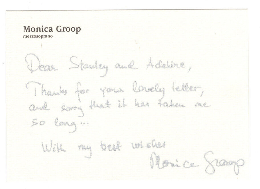 Monica Groop Signed Photo & Note / Autographed Opera Singer