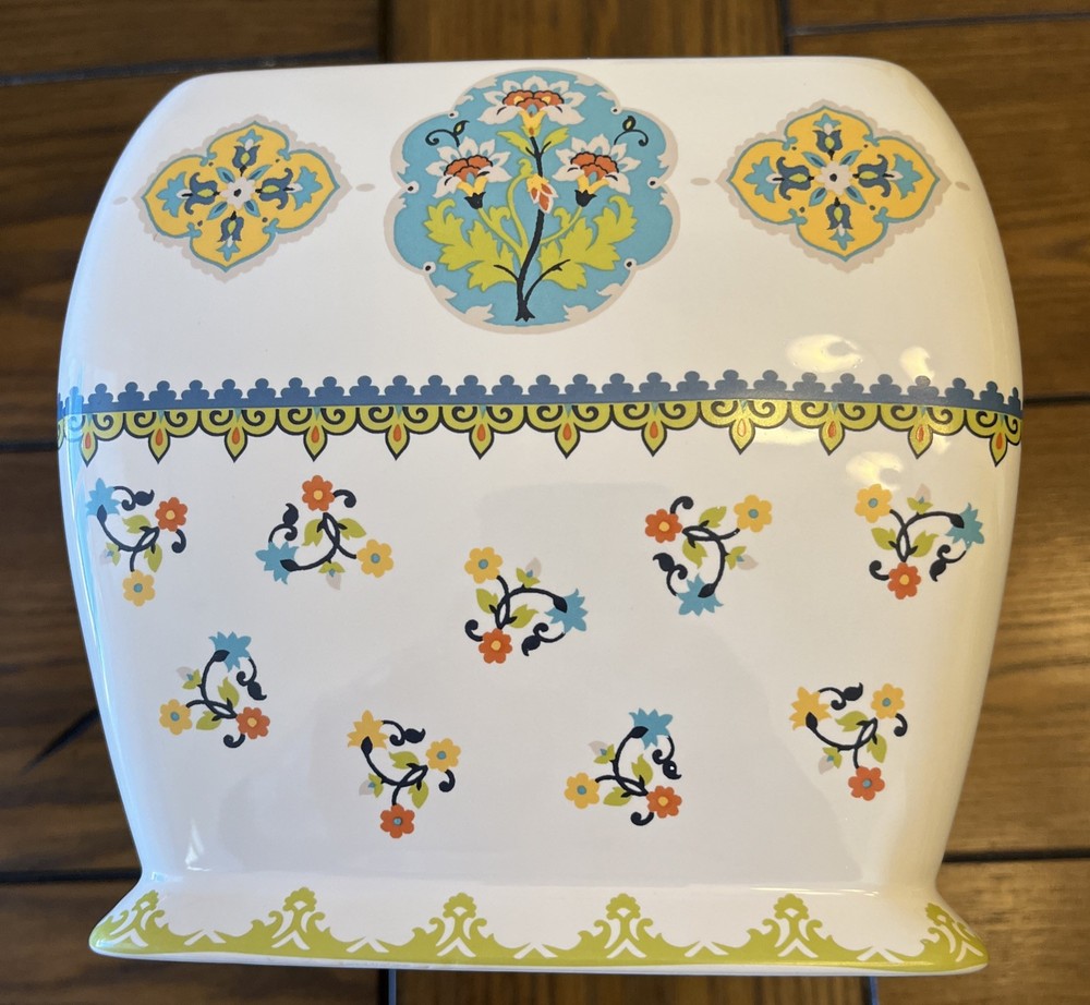 Creative Bath Sasha Ceramic Tissue Box Cover Cube Boho Floral
