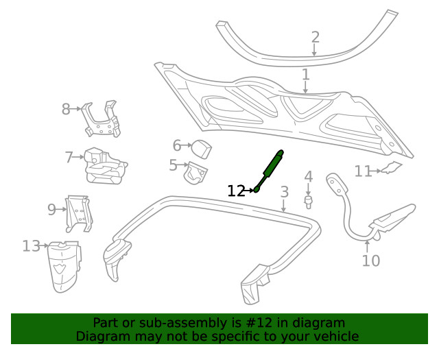 Genuine GM Folding Top Stowage Compartment Lid Strut 10275941